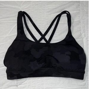 lululemon energy black camo sports bra